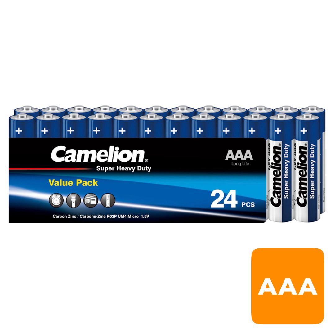 Батарейки Camelion Super Heavy Duty мизинчиковые AAA R03P-SP24B, 1.5V, 24 шт./уп, цена за упаковку