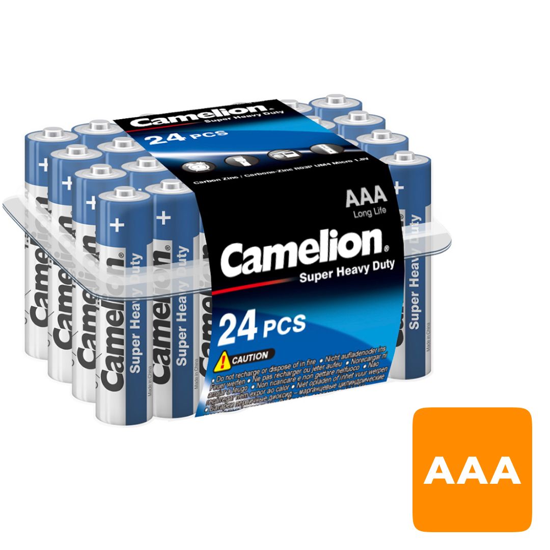 Батарейки Camelion Super Heavy Duty мизинчиковые AAA R03P-PB24B, 1.5V, 24 шт./уп, цена за упаковку