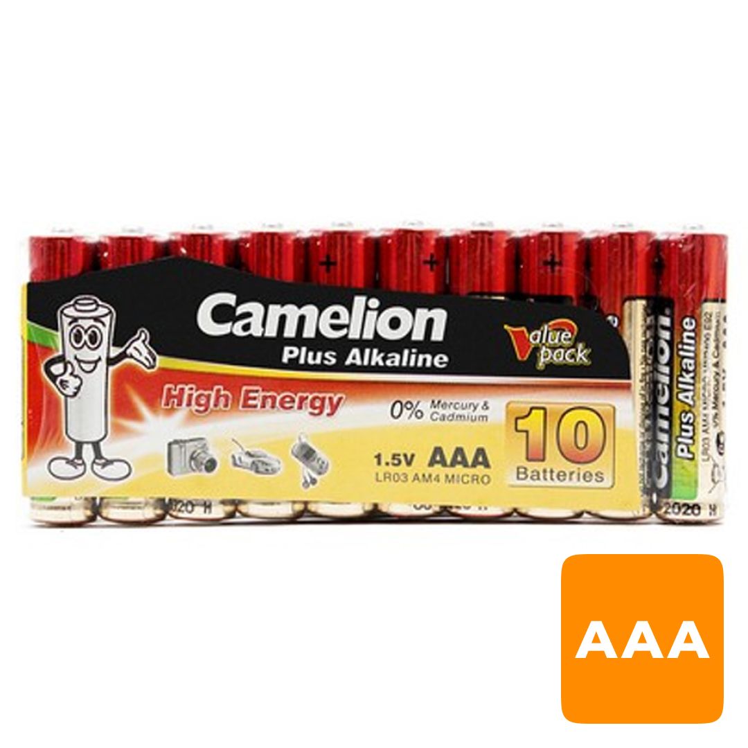 Батареялар Camelion Plus Alkaline шынашақты AAA LR03-SP10-DA, 1.5V, қаптамада 10 дана, баға бір қаптамасы үшін