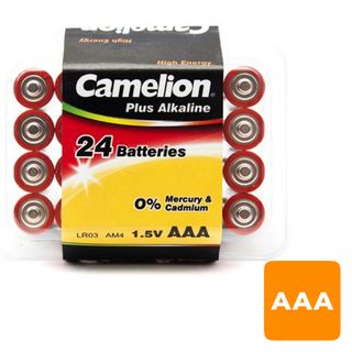 Батарейки Camelion Plus Alkaline мизинчиковые AAA LR03-PB24, 1.5V, 24 шт./уп, цена за упаковку / Батарейки