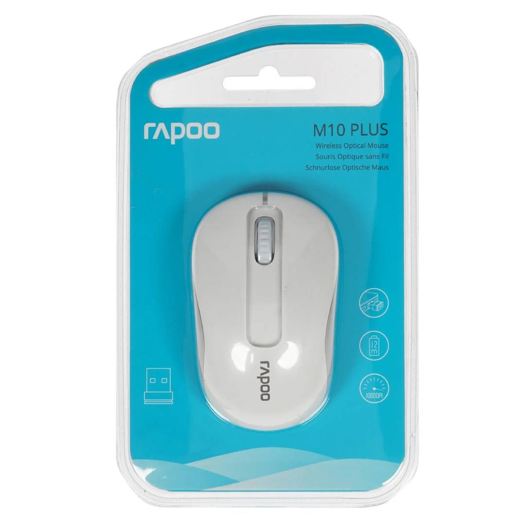 Мышь беспроводная Rapoo M10 Plus, USB, 3 кнопки, 1000 dpi, оптическая, белая / Мыши беспроводные №5