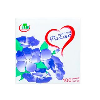 Маолин "Фиалка" майлықтары, 1 қабатты, 100 дана, бедерленген, өлшемі 24*24 см, ақ / Қағаз майлықтар