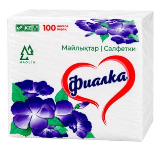 Салфетки Маолин "Фиалка" 1-слойные, 100 шт., с тиснением, размер листа 24*24 см, белые / Салфетки бумажные oe.kz Салфетки Маолин "Фиалка" 1-слойные, 100 шт., с тиснением, размер листа 24*24 см, белые / Салфетки бумажные
