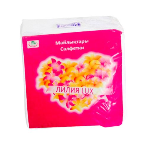 Салфетки Маолин "Лилия LUX" 1-слойные, 100 шт., с тиснением, размер листа 24*24 см, белые / Салфетки бумажные