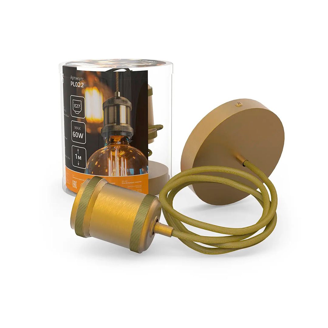 Светильник подвесной Gauss Decor PL022, без лампы, бронзовый, E27, 1 м / Светильники настольные oe.kz Светильник подвесной Gauss Decor PL022, без лампы, бронзовый, E27, 1 м / Светильники настольные