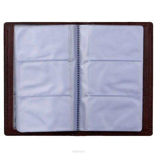 Визитница 3-х рядная Berlingo на 96 визиток, 120*200 мм, гладкая кожа коричневая / Визитницы настольные №2