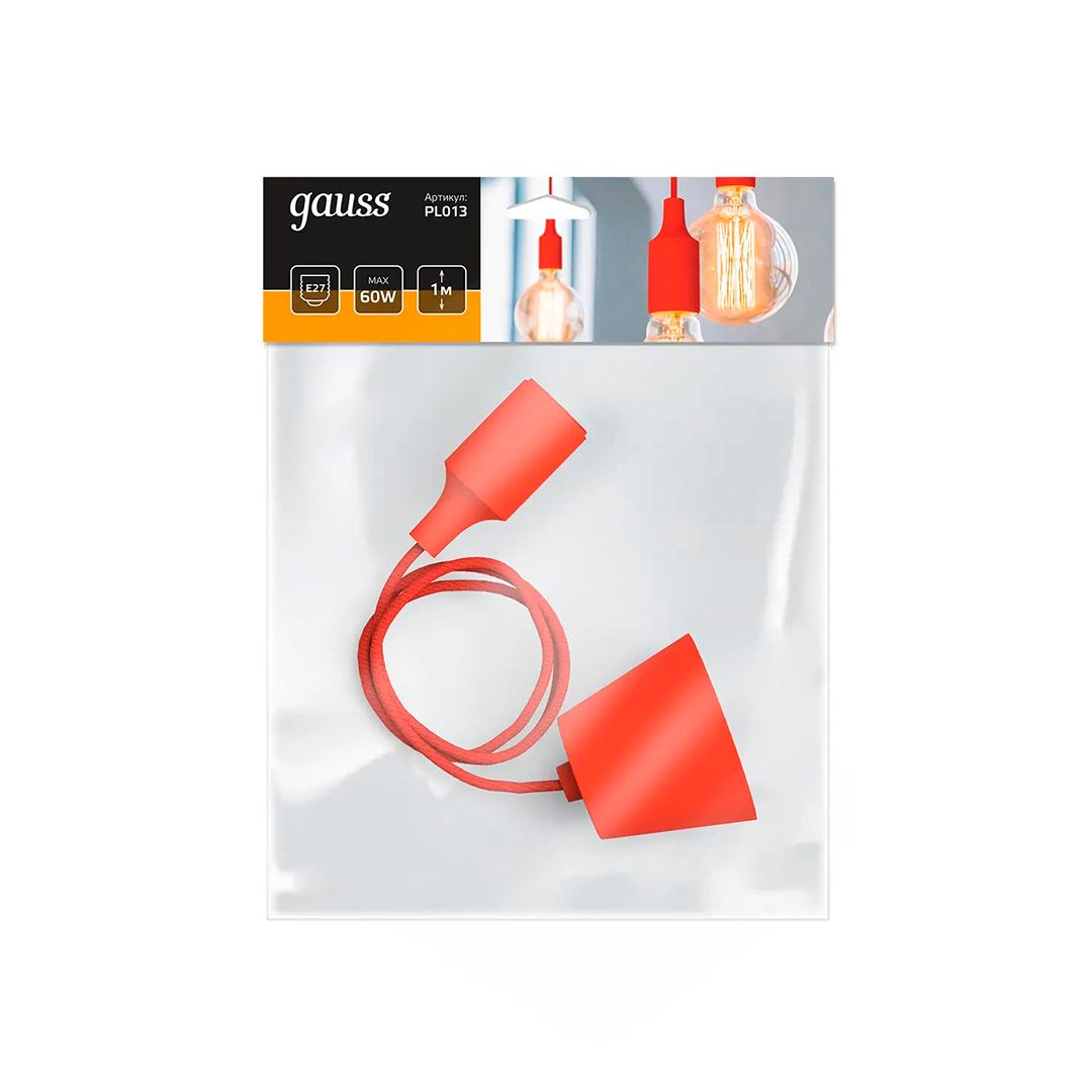 Светильник подвесной Gauss Decor PL013, без лампы, красный, E27, 1 м / Светильники настольные oe.kz Светильник подвесной Gauss Decor PL013, без лампы, красный, E27, 1 м / Светильники настольные