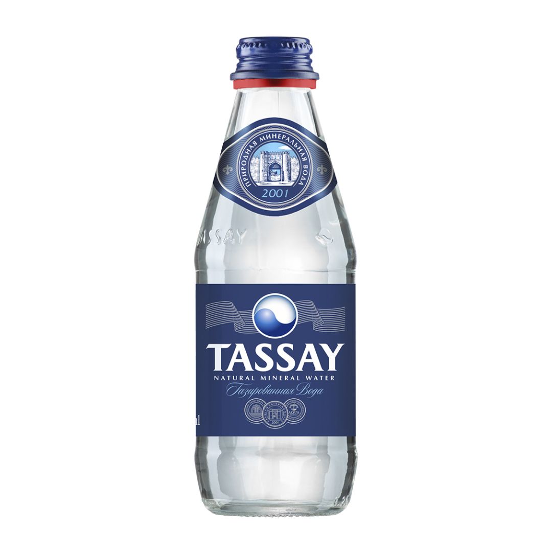 Вода газированная питьевая "Tassay", 0,25 л, стеклянная бутылка