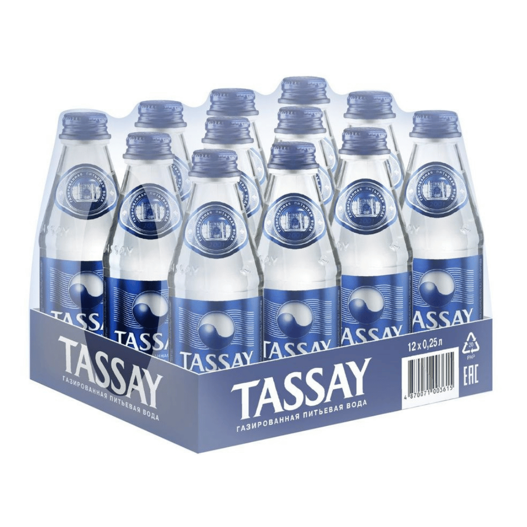 Вода газированная питьевая "Tassay", 0,25 л, стеклянная бутылка / Вода питьевая №2