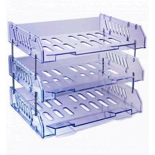 Лоток секционный горизонтальный Стамм "Сити", 3 секции, на металл. стержнях, тонированный голубой / Лотки секционные