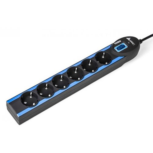 Сетевой фильтр SVC "Excalibur G-2006-1.5BB", 6 розеток, 1,5 м, черно-синий / Желілік сүзгілер №4