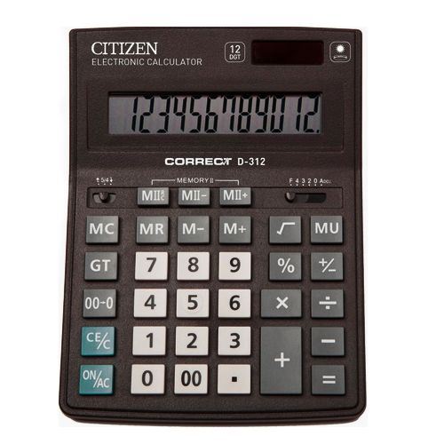 Калькулятор настольный Citizen Correct D-312, 12 разрядов, 205*155*28 мм / Калькуляторы настольные