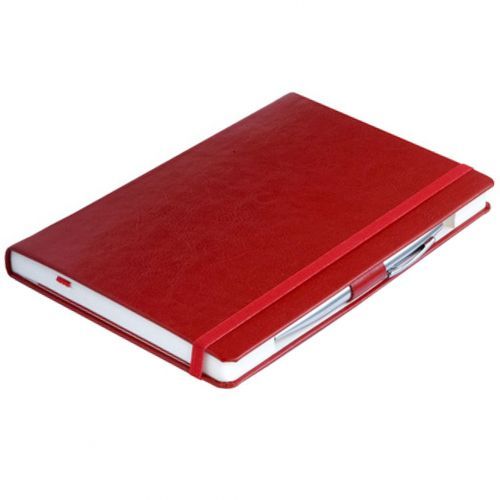 Записная книжка Baer, А5, 128 л, на резинке, с ручкой, в линейку, красная / Записные книжки №2