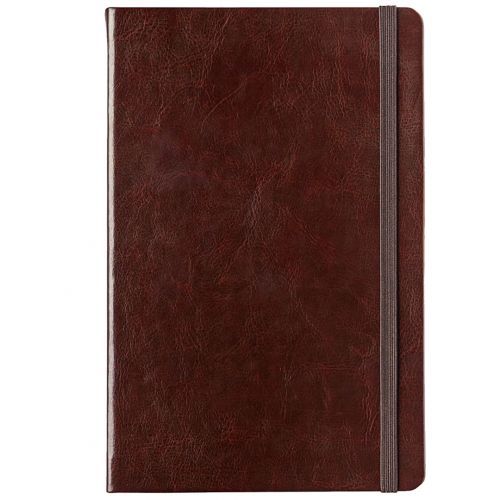 Записная книжка Baer, А5, 128 л, на резинке, с ручкой, в линейку, коричневая