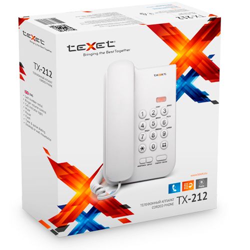 Телефон проводной Texet "TX-212", серый / null №2