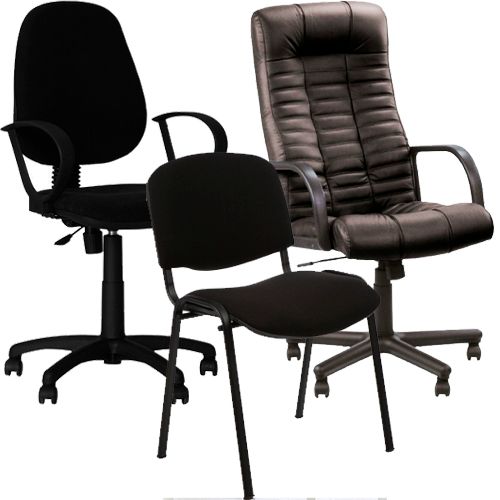 Комплект - кресло "Atlant BX", искусствен.кожа, "Galant GTP", ткань и стул "ISO-24 Q", ткань, черный / Стулья