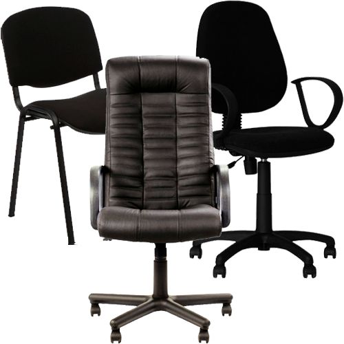 Комплект - кресло "Atlant BX", искусствен.кожа, "Galant GTP", ткань и стул "ISO-24 Q", ткань, черный / Стулья №6