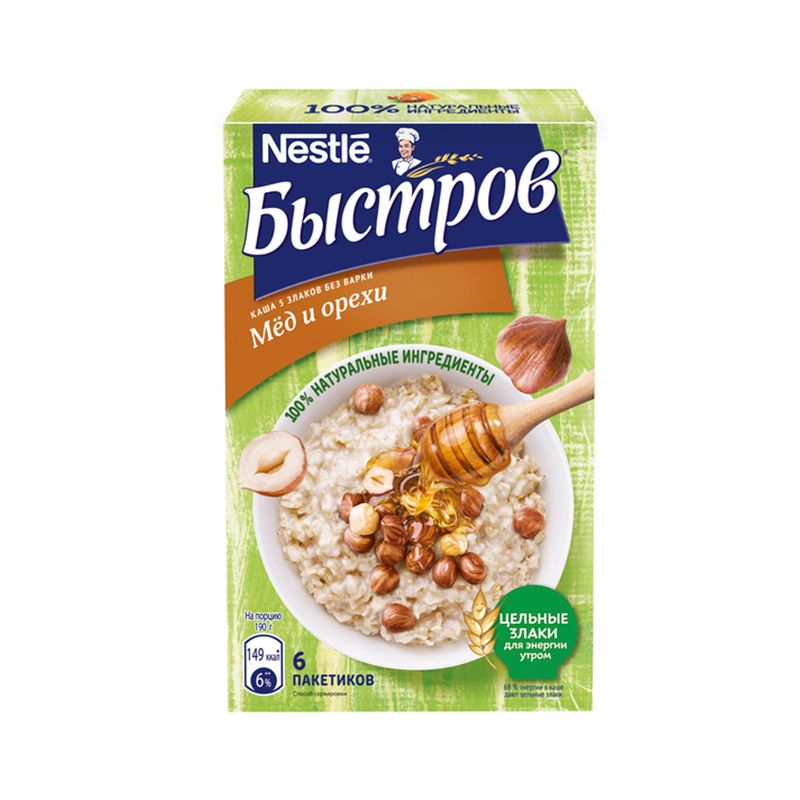 Каша Быстров "Мед и орехи", 5 злаков, 240 гр / Здоровое питание oe.kz Каша Быстров "Мед и орехи", 5 злаков, 240 гр / Здоровое питание