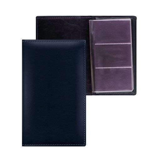 Визитница 3-х рядная Berlingo Cervo на 96 визиток, 120*200 мм, фактурная кожа, синяя / Визитницы настольные №2