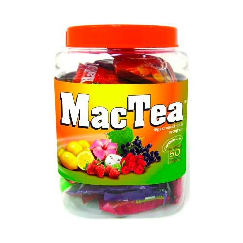 Чай MacTea, черный, фруктовый микс, 50 пакетиков по 18 гр, в банке / Чай пакетированный