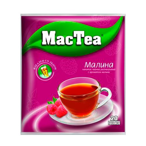 Чай MacTea, черный фруктовый, малина, 20 пакетиков по 18 гр, мягкая упаковка / Чай пакетированный