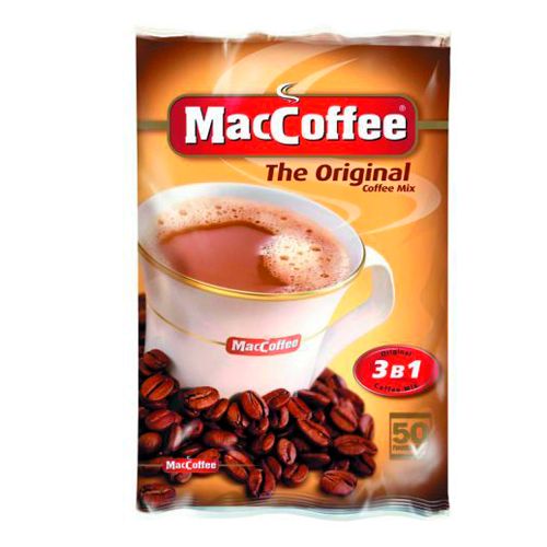 Кофе растворимый MacCoffee "3 в 1", 50 пакетиков / Кофе порционный