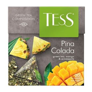 Чай Tess Pina Colada, зеленый фруктовый, 20 пирамидок / Чай пакетированный