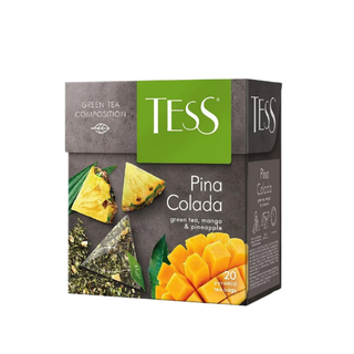 Шай Tess Pina Colada, жемісті жасыл шай, 20 пирамидка / Қалташалардағы шай