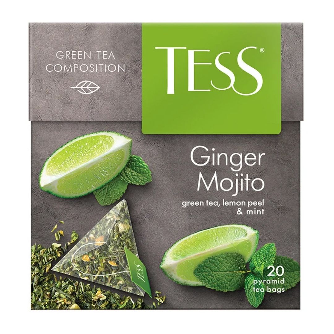 Шай Tess Ginger Mojito, жемісті жасыл шай, 20 пирамидка