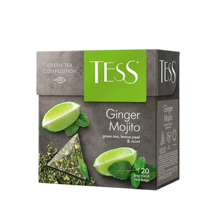Шай Tess Ginger Mojito, жемісті жасыл шай, 20 пирамидка / Қалташалардағы шай