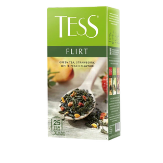 Шай Tess Flirt, құлпынай мен ақ шабдалы иісі бар жасыл шай, 25 қалташа / Қалташалардағы шай