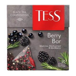 Чай Tess Berry Bar, черный фруктовый, 20 пирамидок / Чай пакетированный
