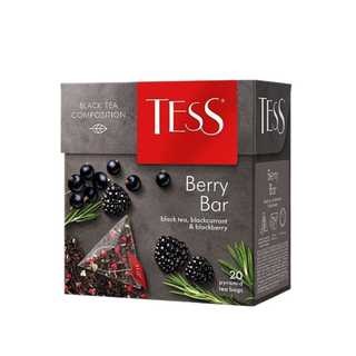 Шай Tess Berry Bar, жемісті қара шай, 20 пирамидка / Қалташалардағы шай