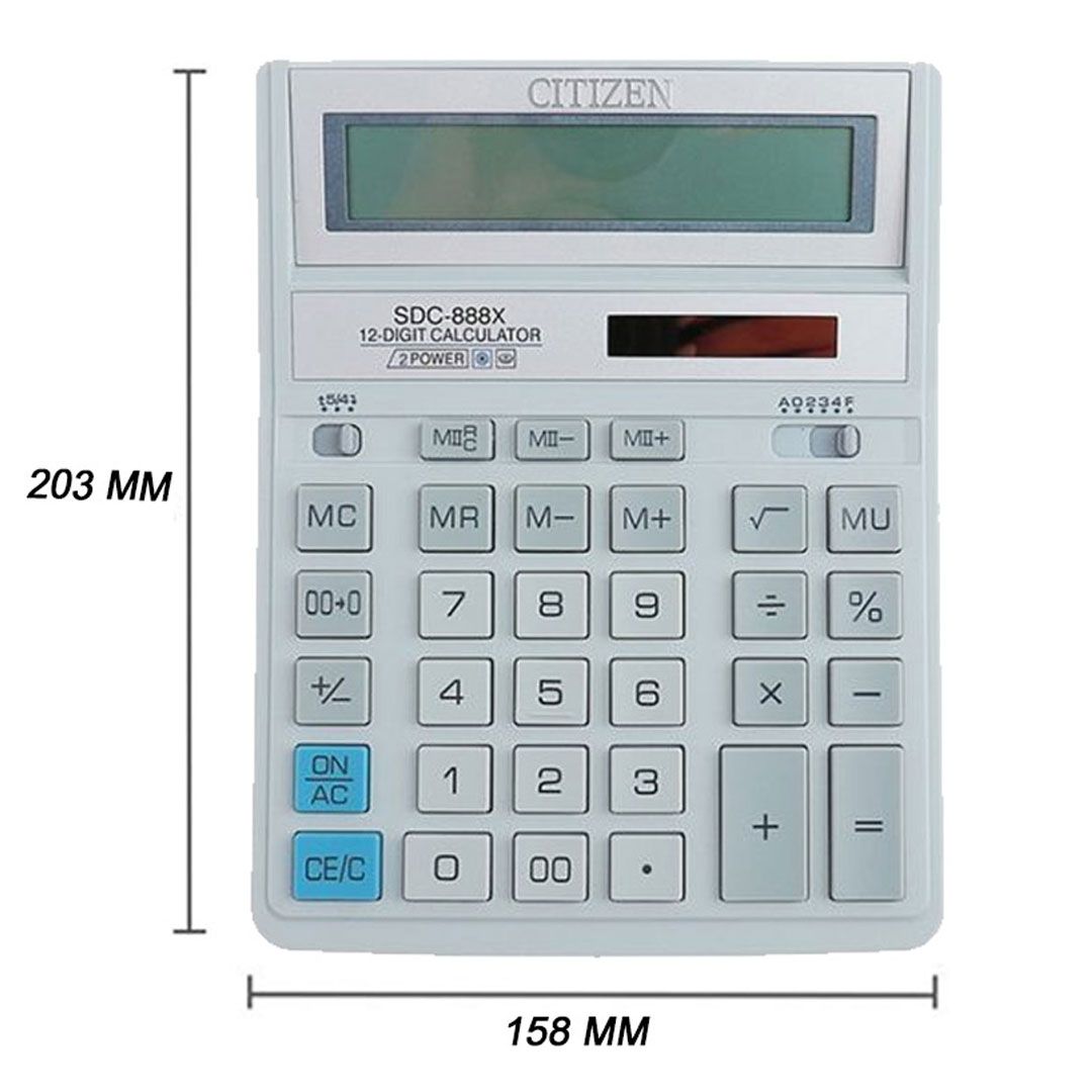 Калькулятор настольный Citizen SDC-888XWH, 12 разрядов, 203*158*31 мм / Калькуляторы настольные №4