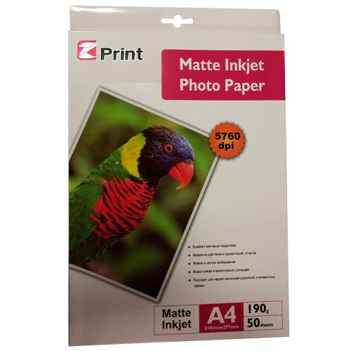 Фотобумага Ez print, A4 формат, 190 г/м2, 50 листов, матовая / Фотобумага