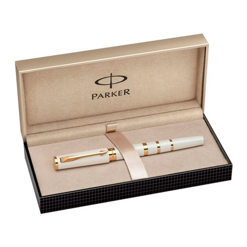 Ручка перьевая Parker "5th Ingenuity Slim Ring Pearl & Metal Gt", черная / Ручки премиум-класса №2