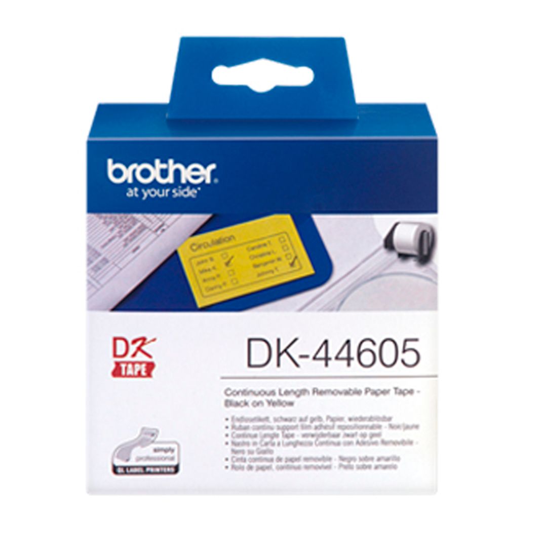 Лента бумажная цельная Brother DK-44605, ширина 62 мм, длина 30,48 м, желтая