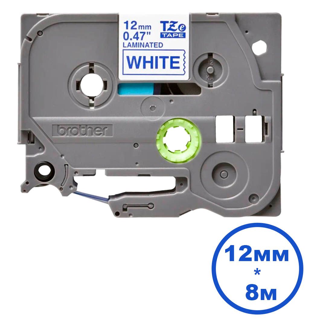 Лента для печати наклеек Brother TZе-233, ширина 12 мм, длина 8 м, синяя на белом фоне