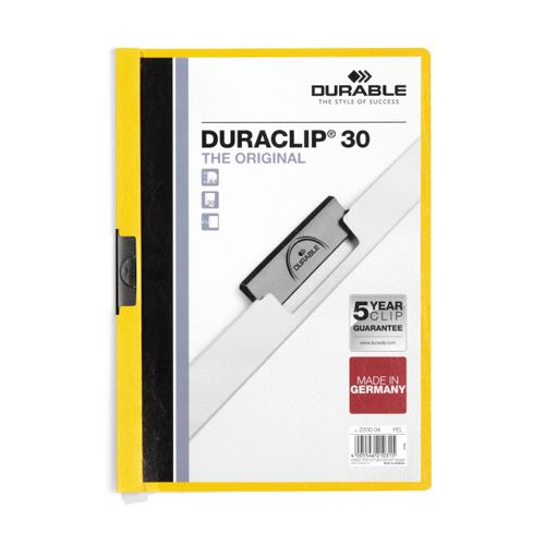 Папка Durable Duraclip 30 с боковым клипом, А4 формат, 30 листов, желтая / Папки с клипом oe.kz Папка Durable Duraclip 30 с боковым клипом, А4 формат, 30 листов, желтая / Папки с клипом