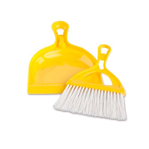 Совок с щеткой Uctem, пластик/вайлон, 16*22,5 см, ручной, желтый / Веники, щетки, совки