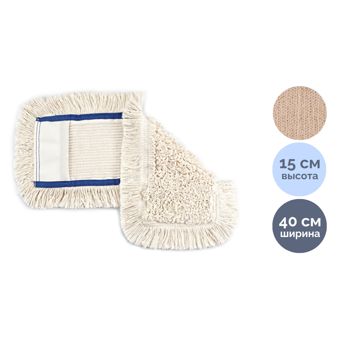 Запаска для швабры Uctem Plas Rindo NZE046, с карманами, хлопок, размер 40*15 см / Швабры и комплекты