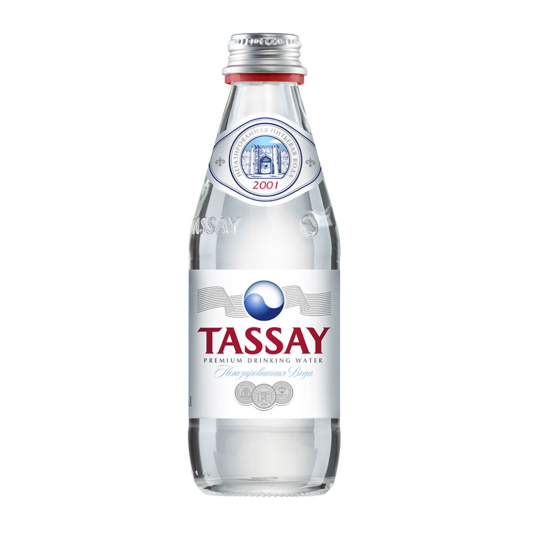 "Tassay" газдалмаған ауыз суы, 0,25 л., шыны бөтелкеде