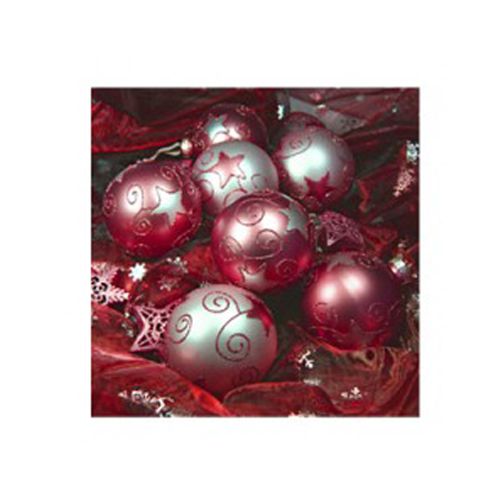 Салфетки новогодние Pap Star, "Шары", 3-х слойные, 33*33 см, 20 шт/уп, бордовые / Новый Год