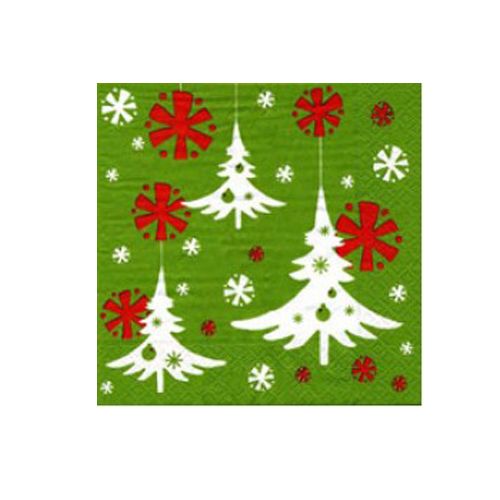 Салфетки новогодние Pap Star, "Елки", 3-х слойные, 33*33 см, 20 шт/уп, зеленые / Новый Год