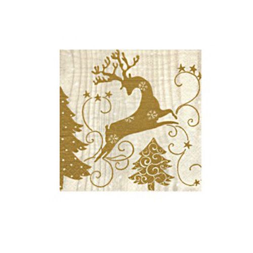 Салфетки новогодние Pap Star, "Олень", 3-х слойные, 33*33 см, 20 шт/уп, белые / Новый Год