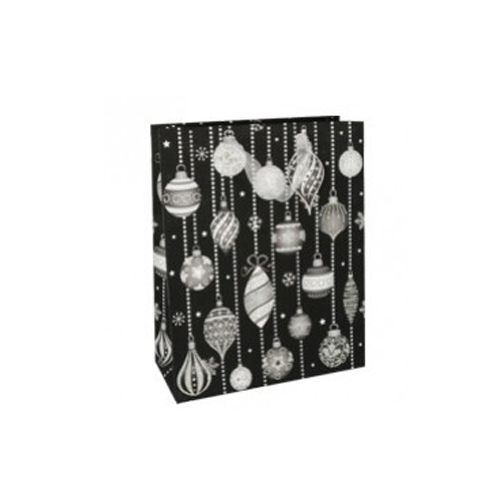 Пакет подарочный новогодний Pap Star, "Игрушки", 26*13*32 см, черно-белый / Упаковка подарков