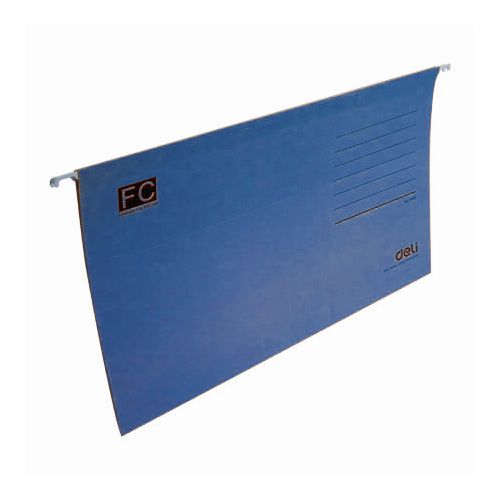 Папка подвесная Deli, A4+ формата, синяя, с указателем / Папки подвесные