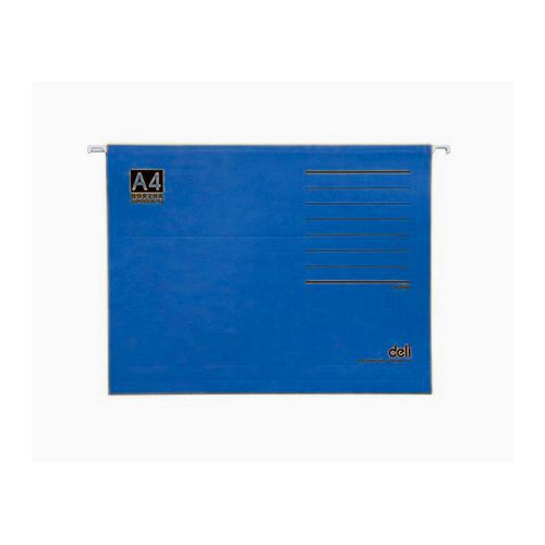 Папка подвесная Deli, A4 формат, синяя, с указателем / Папки подвесные