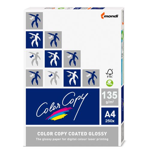 Бумага Color Copy Glossy, A4, 135 гр/м2, 250 листов в пачке, глянцевая / Бумага офисная премиум класса
