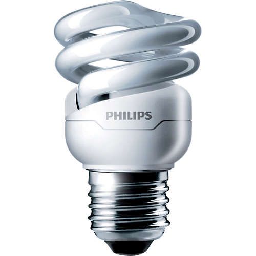 Лампа энергосберегающая Philips "Tornado T2 1PF/6", 8 Вт, 6500 К, холодный белый, E27, S форма